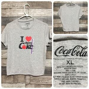 Coca Cola I Love Cherry Coke T Shirt Size XL Gray Short Sleeve Breathable